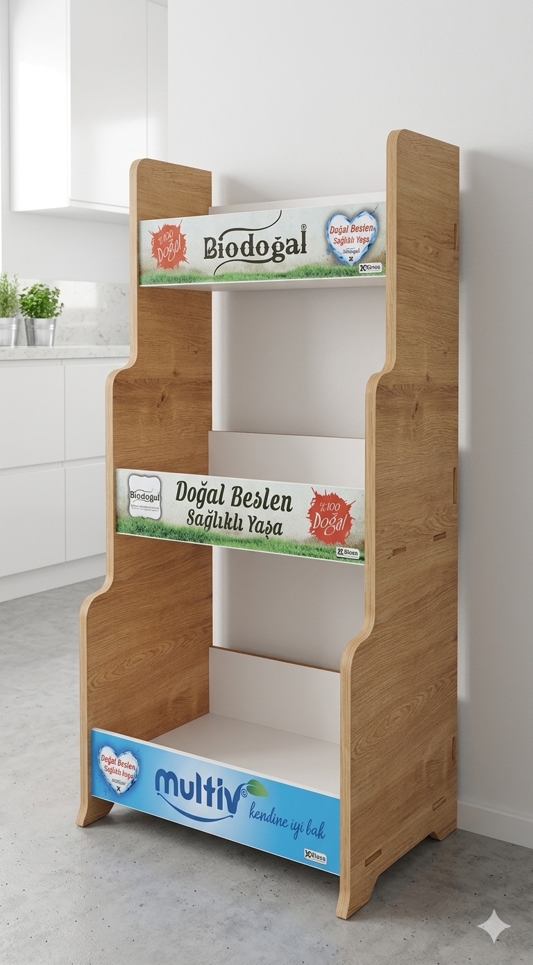 Ahşap Stand 3 Raflı